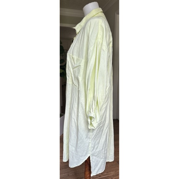 NWT Linen/Rayon Young Fabulous & Broke Lime Yellow Button Down Tunic Dress Sz M - Picture 3 of 7
